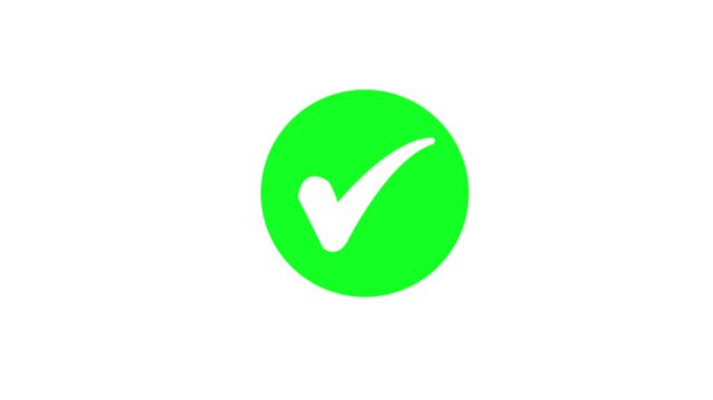Animated reveal of a white checkmark icon in a green circle. Isolated on a white background. Green check mark, tick, 4k Animation video on Black Background