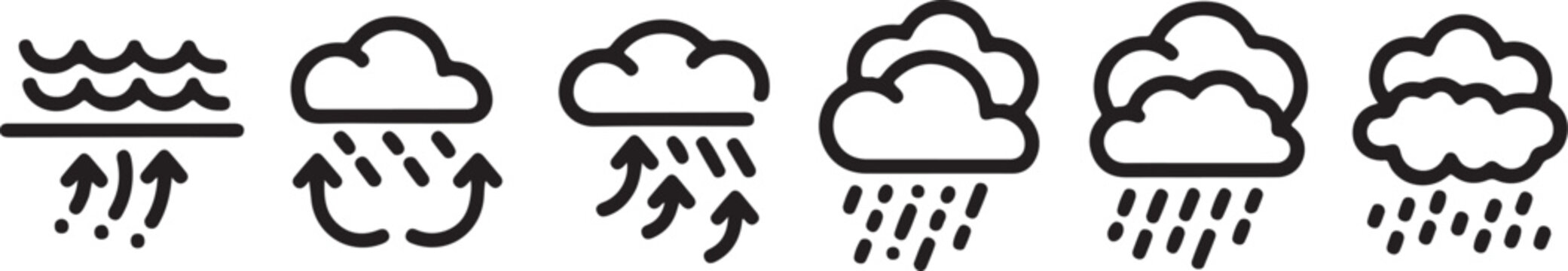 A sequence of six simple hand-drawn doodles of animals in a row Vector