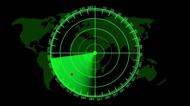 Radar screen animation, moving radar HUD call animated. Futuristic animation concept seamless loop video Digital technology4k Animation video on Black Background
