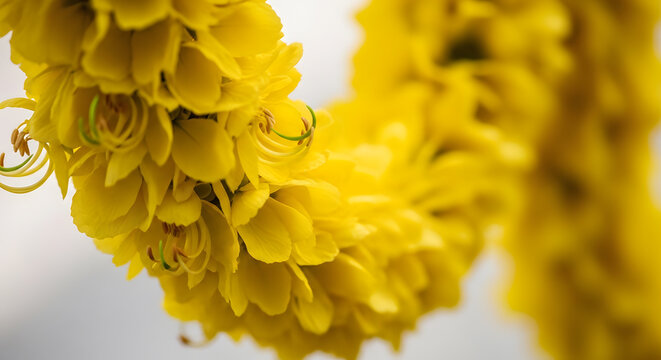 Golden Konna Flowers Blooming in Spring, Traditional Symbol of Vishu and Onam Festival in Kerala