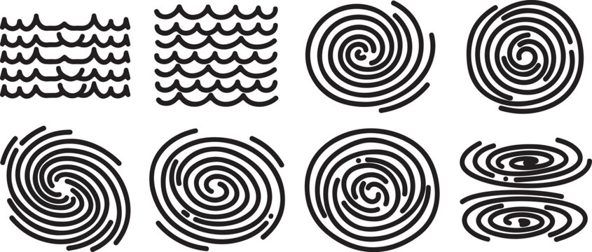Collection of decorative art nouveau scroll and wave patterns Vector