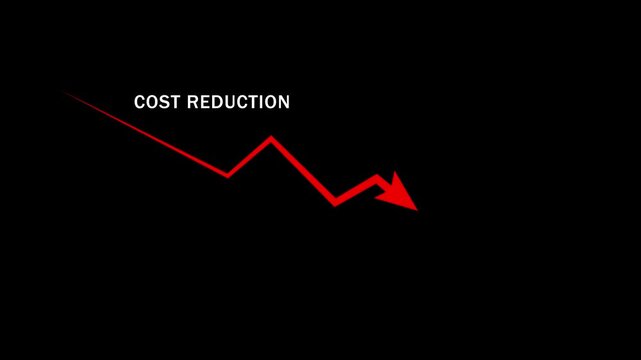Businessman cost reduction icon with down arrow for budget 4k Animation video on Black Background