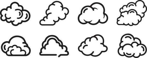 Fototapeta premium Hand-drawn cloud shapes in a scattered pattern on a white background Vector