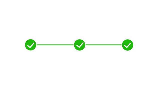 Animated Timeline Infographic Showing Step-by-Step Process with Looping Progress Checkpoints and Clean 4k Animation video on Black Background