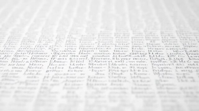 Blurry close-up of printed text on paper.