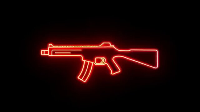 Glowing_neon_gun_icon_isolated_on_black_background.
