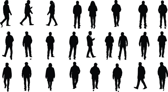 Programmer silhouettes with coding background, developers team standing figures, software development concept illustration, technology workspace scene, isolated human silhouettes over code screen