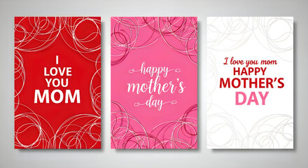 Naklejka premium Mother's Day greeting cards with floral patterns and love messages