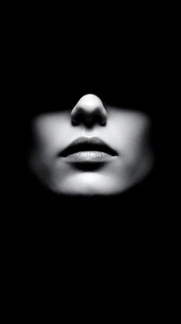 high-contrast black and white abstract abyss with negative space, low-key monochrome void composition with dramatic empty space, minimal fine art black and white photography with deep shadow 