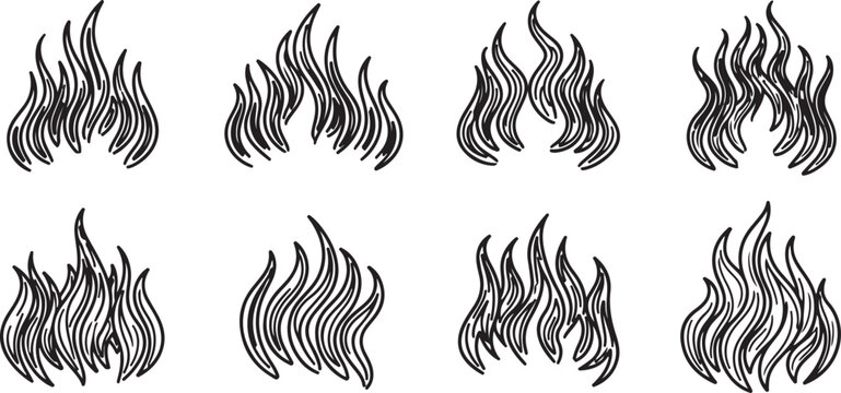 Intricate line art patterns with swirling and feathery designs Vector