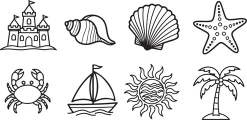 A collection of whimsical illustrations featuring various objects and animals Vector © Runa