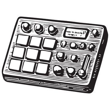 MIDI Controller Drum Pad Music Production Beat Maker Audio Equipment Illustration