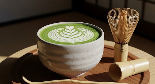 Matcha Latte Art Still.
