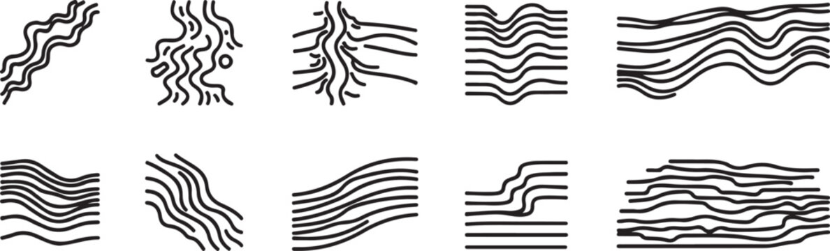 Different types of brain wave patterns illustrated with line art Vector
