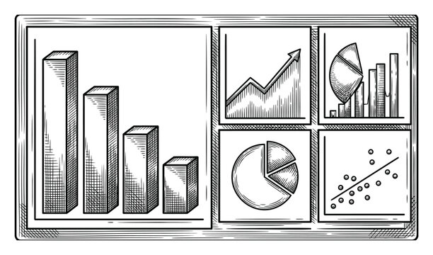 Hand-Drawn Collection of Business and Financial Charts and Graphs