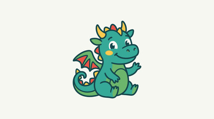 Fototapeta premium Cartoon dragon character waving hand isolated on white background