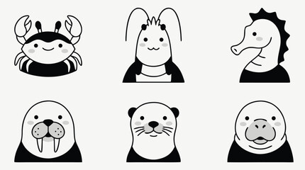 Cute Cartoon Sea Creatures Collection 3. © Anggur