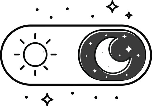 Dark mode toggle switch illustration outline vector icon