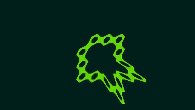 Jagged Lime Green Burst Shape with Grainy Texture on Dark Teal