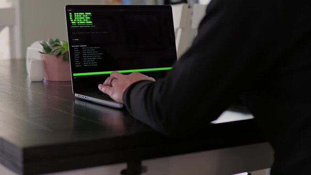 Vibe Coding Software Engineer Developing Billion Dollar Applications at Kitchen Table on Saturday Morning - AI Vibe Coder Concept