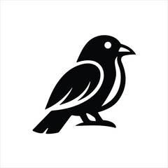 Fototapeta premium PrintStylized Bird Silhouette Icon with Line Details Minimal Black Logo Design