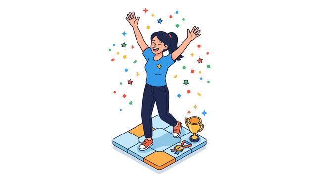 Woman Celebrating on Dance Floor.