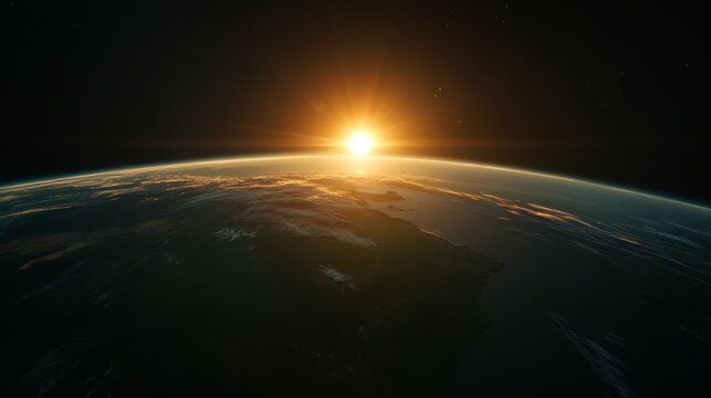 Dawn of a new day earth rising against the backdrop of a stunning sunrise outer space digital artwork cosmic perspective nature's beauty