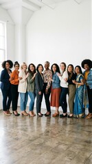 Fototapeta premium Diverse women standing together embracing workplace inclusion