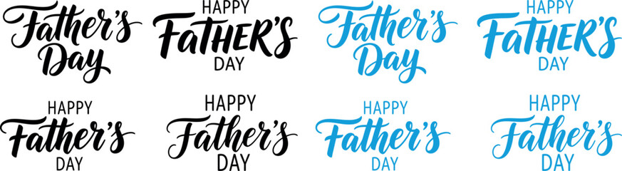 Fototapeta premium Colorful 'happy father's day' typography collection for celebrations and greetings