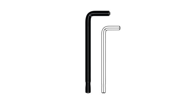 Two allen wrenches one dark one light against a white background silhouette