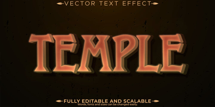 Temple editable text effect, editable aztec and ancient text style