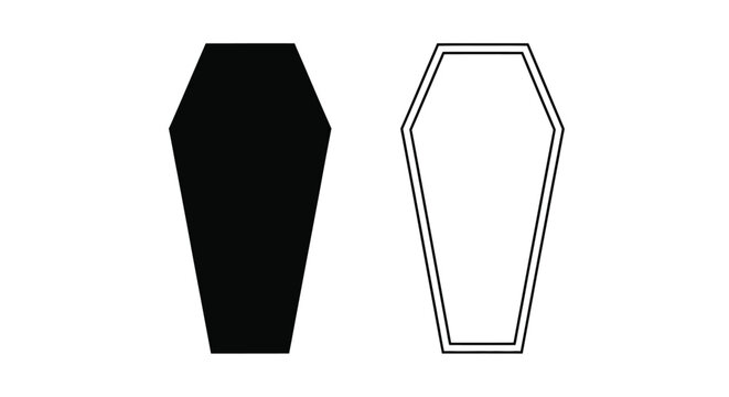 Two coffin outlines one solid black and one white a stark silhouette