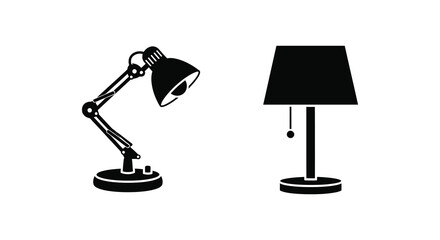 Two desk lamps in a minimalist black design a striking silhouette © Mdsagor02