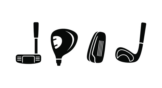 Golf equipment collection including a driver ball tee and iron silhouette
