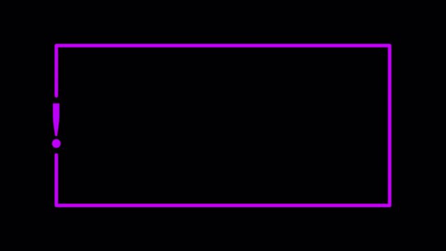 Minimal Alert Frame with Exclamation Mark And Central Copy Space Overlay .Professional Motion Border for interactive Quizzes ,Game HUdS, and FAQ sections  on transparent background in 4k