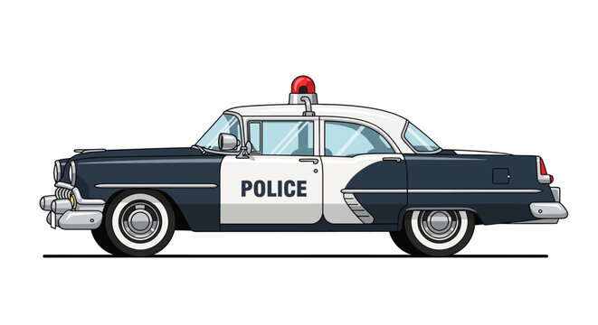 Vintage police car with lights.