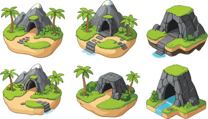 Isometric Tropical Islands Tiles Bridges and Terrain Elements for Game Environment Design and Map Building Collection © Sumon Creative