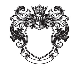 Fototapeta premium Classic Heraldic Emblem with Decorative Banner Vector Art