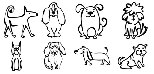 Fototapeta premium Wobbly Brush Dogs. Collection icon.