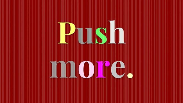 Animated gym motivation quote reading Push more on a red striped background for fitness inspiration