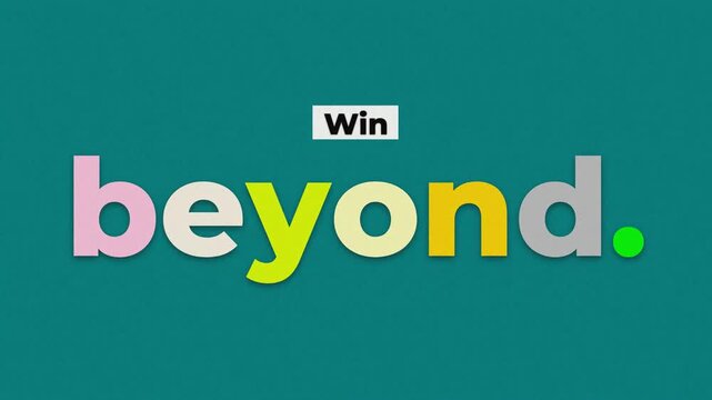 Vibrant stopmotion animation with a gym motivation quote saying Win beyond using colorful paper cutout letters