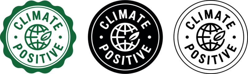 Obraz premium Climate Positive Badge Set – Eco Friendly Sustainability Labels for Green Business and Environmental Branding