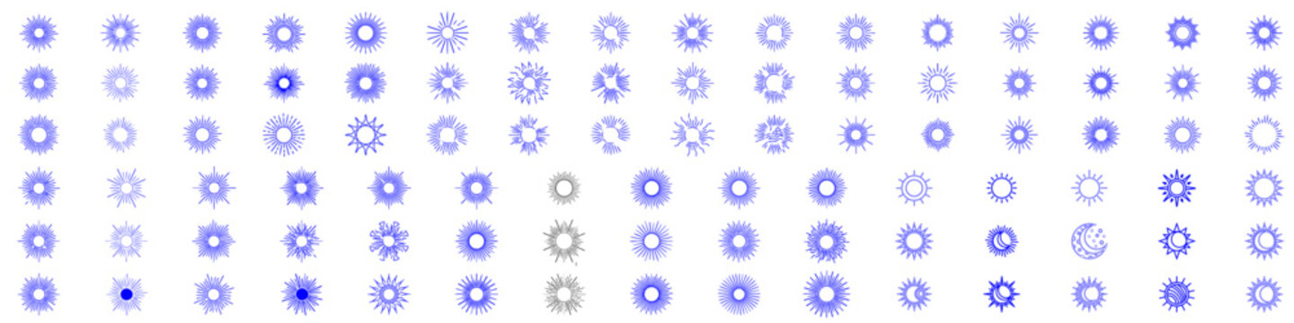Sun Line Art Icon &ndash; Minimal Sunshine Outline Vector Illustration