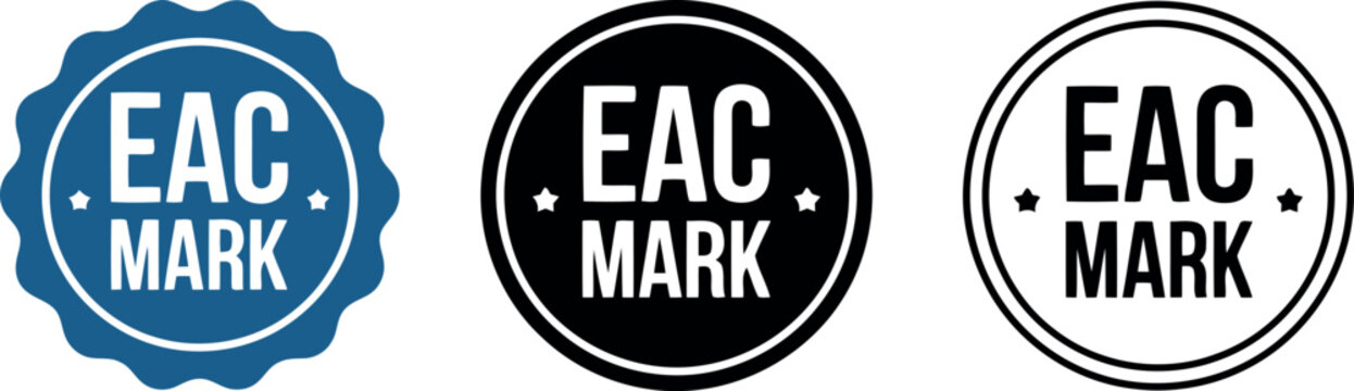EAC Mark Certification Badge Icons Set &ndash; Vector Symbols for Eurasian Conformity Compliance Labels