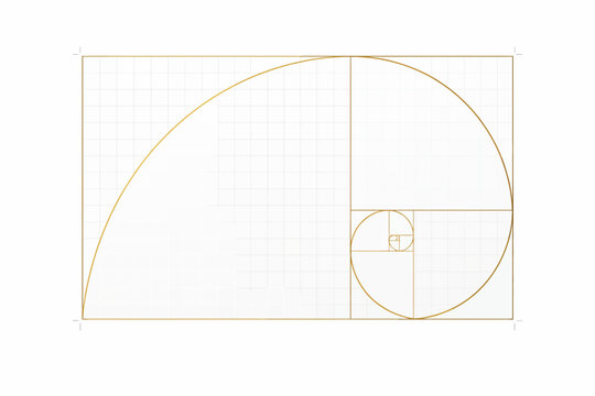 Golden Ratio Spiral and Fibonacci Sequence Grid Grid templateVector backgroundGeometric patternTechn