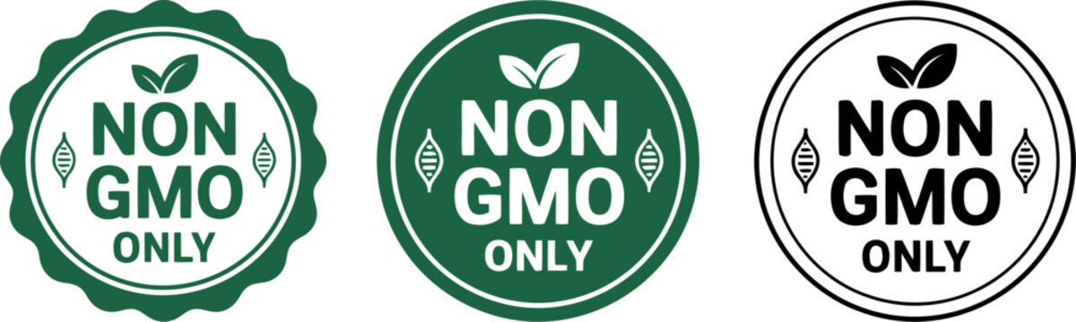 Non GMO Only Labels Set &ndash; Organic Food Certification Badges for Packaging and Branding