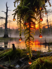 Naklejka premium Macro World of Forest Moss and Lichen