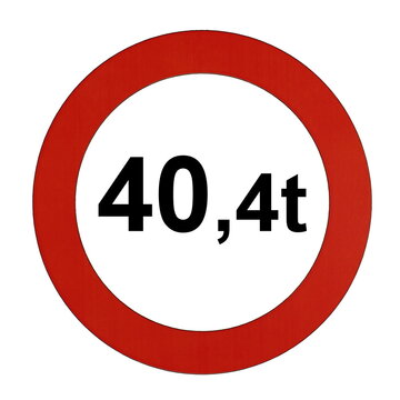 Illustration des Stra&szlig;enverkehrszeichens "Maximal zul&auml;ssiges Gesamtgewicht 40,4t"	