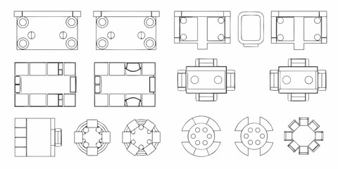 Technical drawings of various lego brick top views in black and white © Roni