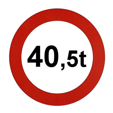 Illustration des Stra&szlig;enverkehrszeichens "Maximal zul&auml;ssiges Gesamtgewicht 40,5t"	